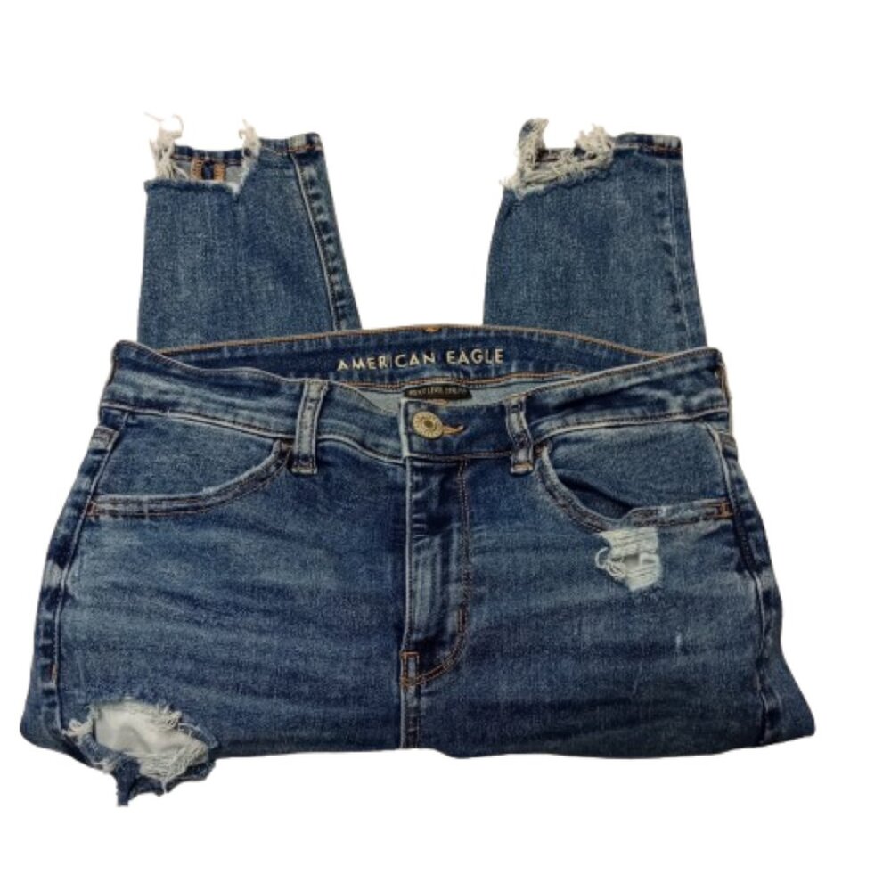 American Eagle Outfitters Women's High Rise Destroyed Jeans Size 10 Short - Picture 5 of 6